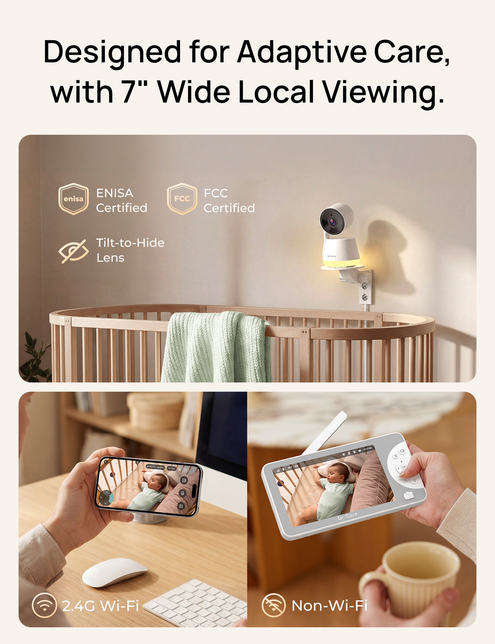 LumiView Max 7" 2K Smart WiFi Baby Monitor - SBM009