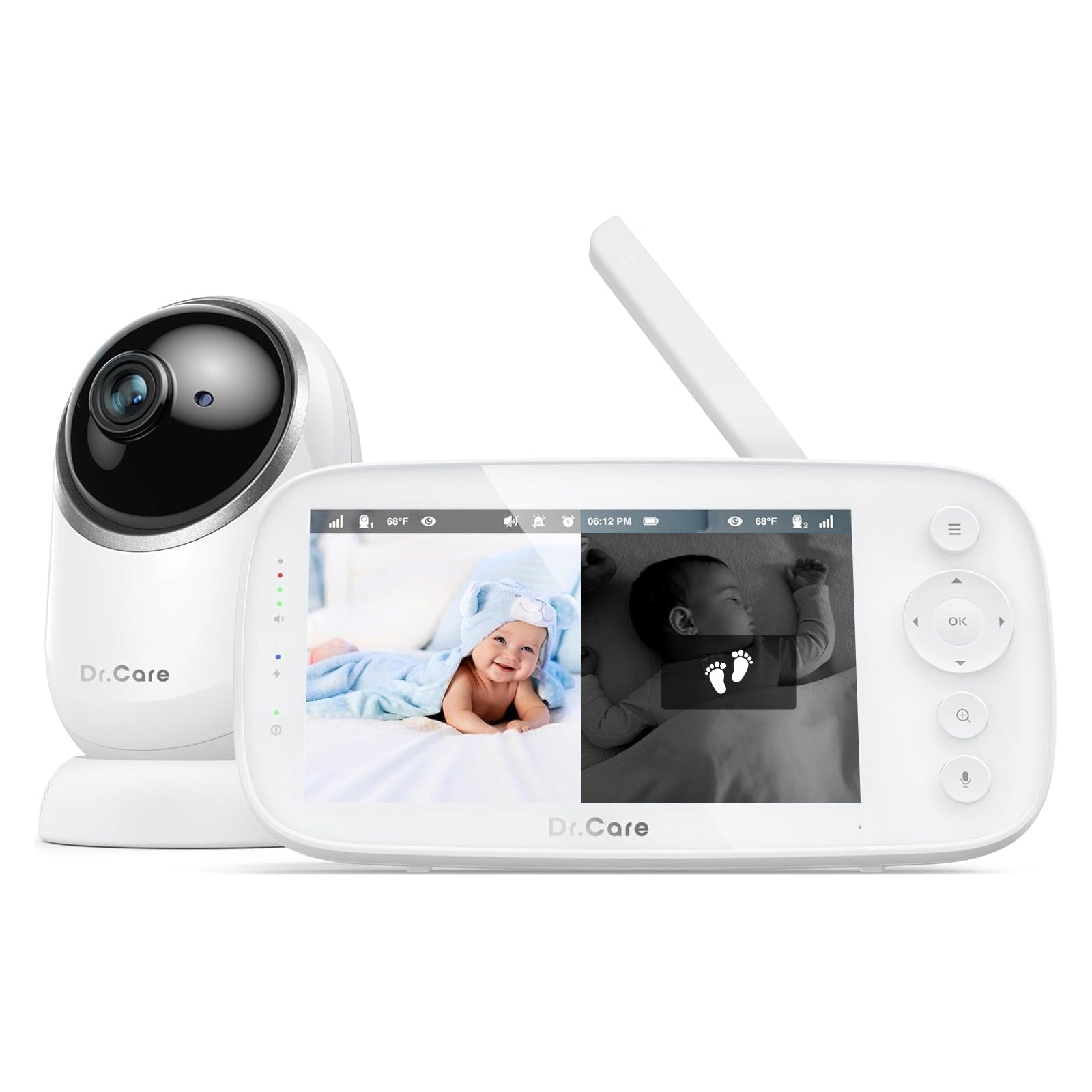 Dr.Care NovaView Pro Baby Monitor No Wifi with Motion Detection- 5” 1080P Display, 5000mAh Battery, Clear Night Vision, Real-Time/VOX, 2X/4X Zoom, 1000ft Range, 2-Way Audio, Pan & Tilt Baby Camera