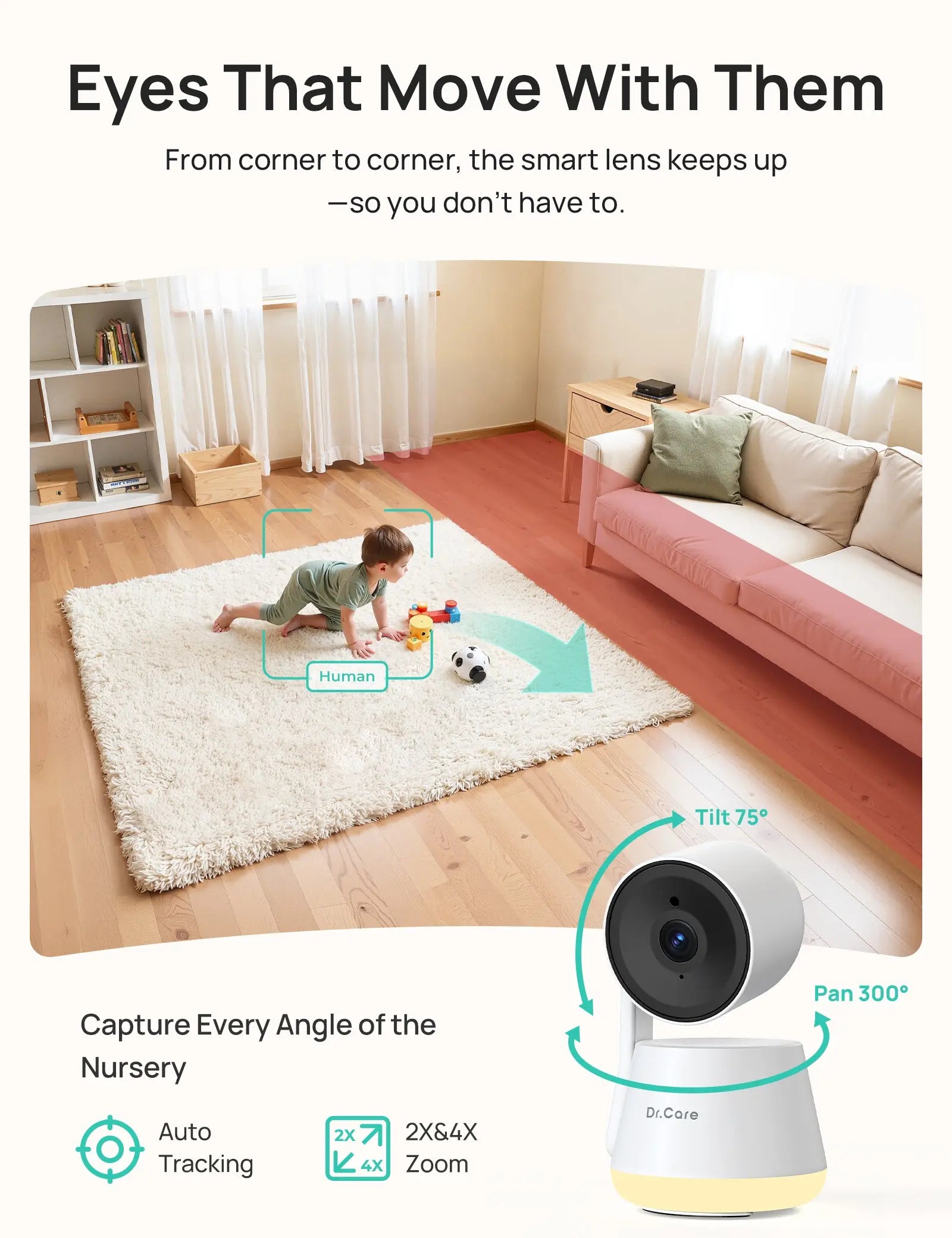 LumiView Plus Smart Baby Monitor - Crib Set - SBM006 + Clamp Mount Dr.Care