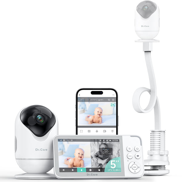 Dr.Care VistaView 5” Smart WiFi Baby Monitor Crib Set-SBM001 Monitor + Clamp Mount