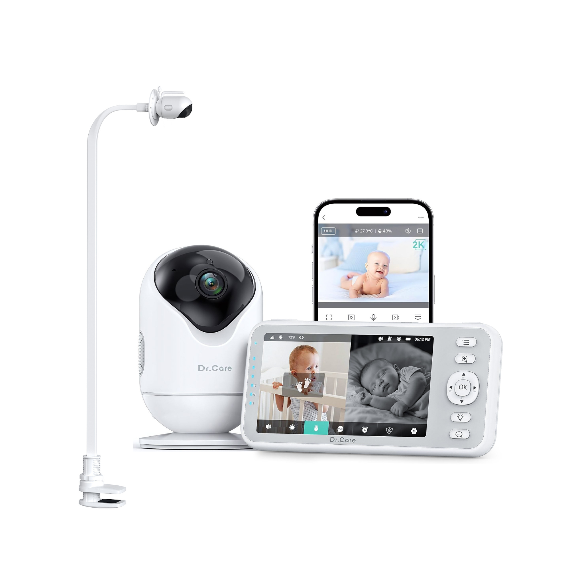 VistaView intelligentes Babyphone – SBM004 mit Bettclip-Halterung