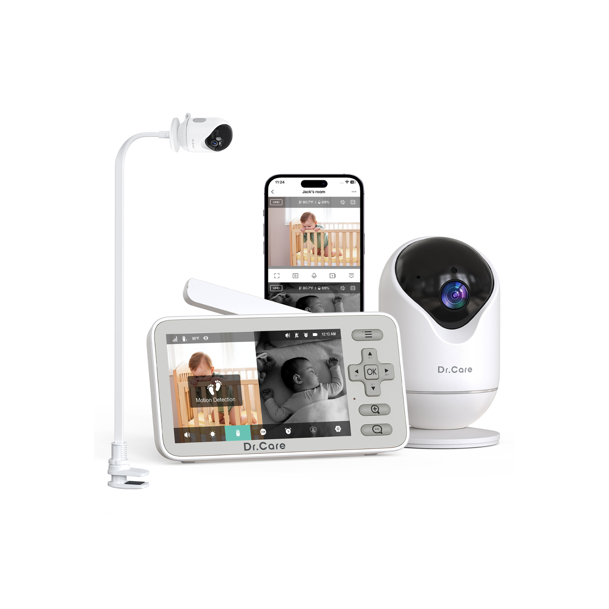 VistaView Lite Smart Baby Monitor - Crib Set-SBM005 + Clamp Mount