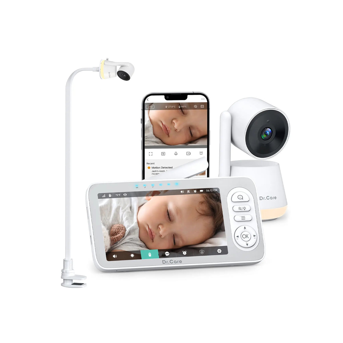 Dr.Care LumiView Smart WiFi Baby Monitor - 5 1080P FHD & 2K Camera App Control, Privacy Mode, 5000mAh Removable Battery,Cry & Motion Alerts, HD Night Vision, RGB Night Light (2 Camera Dr.Care LumiView Smart WiFi Baby Monitor - 5 1080P FHD & 2K Camera App Control, Privacy Mode, 5000mAh Removable Battery,Cry & Motion Alerts, HD Night Vision, RGB Night Light (2 Camera