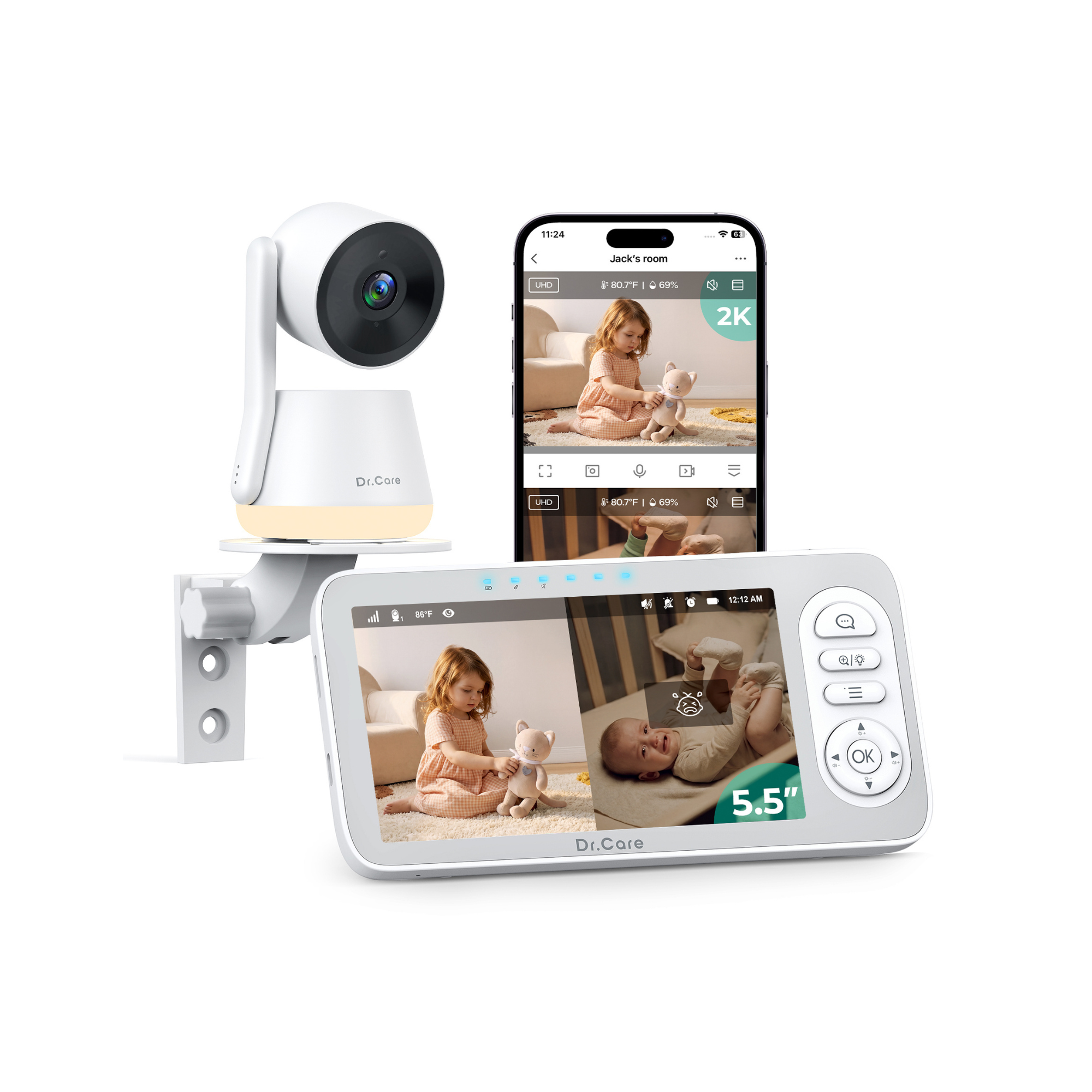 LumiView Plus 5.5" 2K Smart WiFi Baby Monitor - SBM006