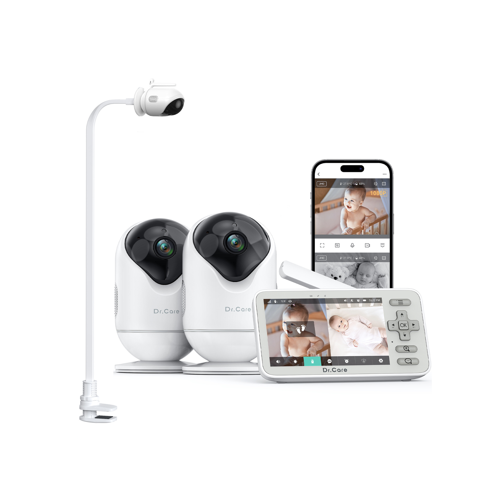 VistaView Lite Monitor Intelligente per Bambini - SBM005 Doppia Telecamera con Clip per Culla