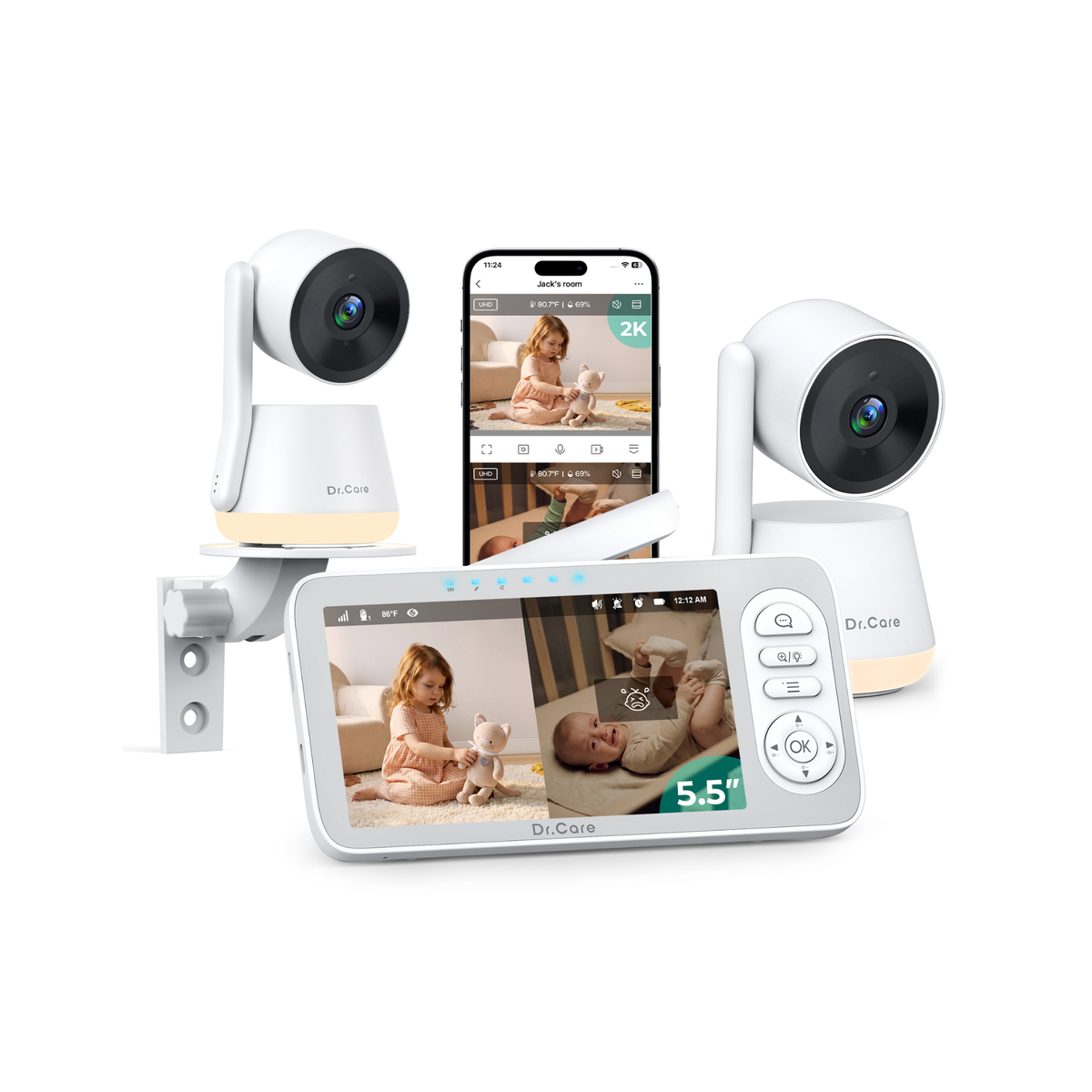 LumiView Plus Smart WiFi Baby Monitor with 2 Cameras - SBM006
