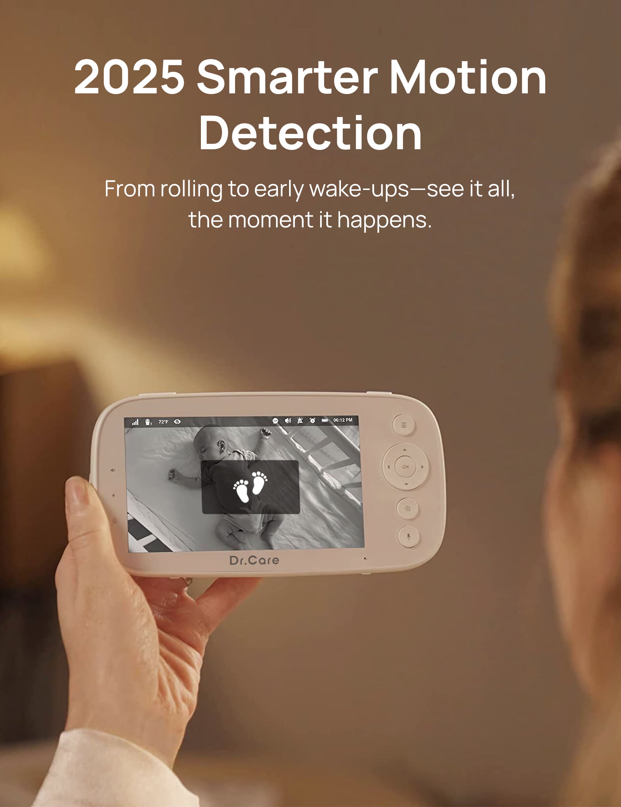Dr.Care NovaView Pro Baby Monitor No Wifi with Motion Detection- 5” 1080P Display, 5000mAh Battery, Clear Night Vision, Real-Time/VOX, 2X/4X Zoom, 1000ft Range, 2-Way Audio, Pan & Tilt Baby Camera